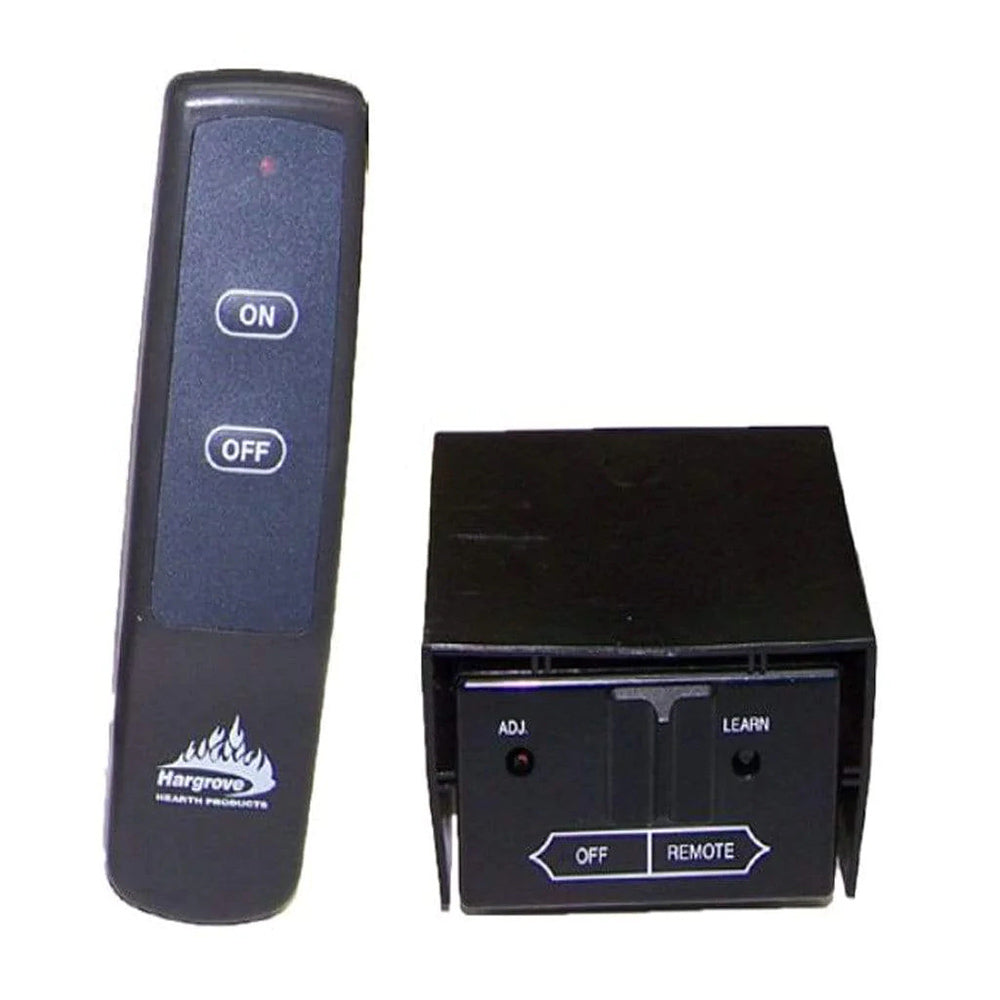 On/off remote control and receiver unit with ON and OFF buttons