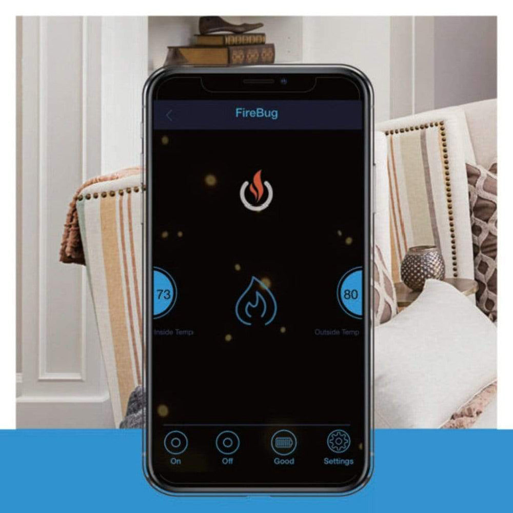 Smartphone screen showing Firebug control app with Bluetooth status icons
