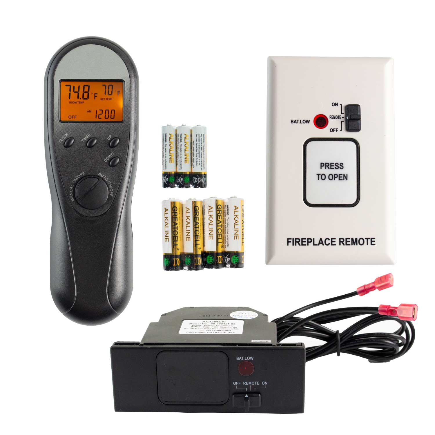 Acumen Timer/Thermostat Fireplace Remote Control without Heat Shield