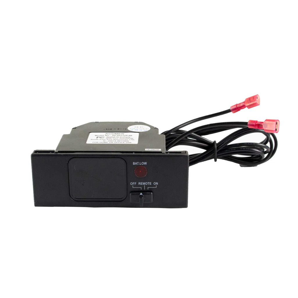 Fireplace remote control module with wiring harness and battery low switch, black
