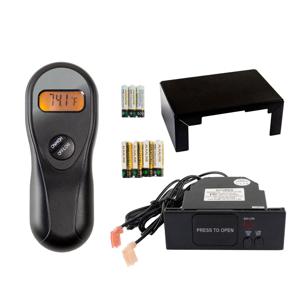 Fireplace remote control kit with receiver module, wiring harness, and mounting bracket