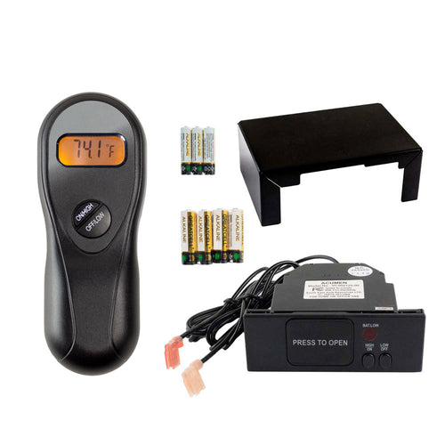 Fireplace remote control kit with receiver module, wiring harness, and mounting bracket