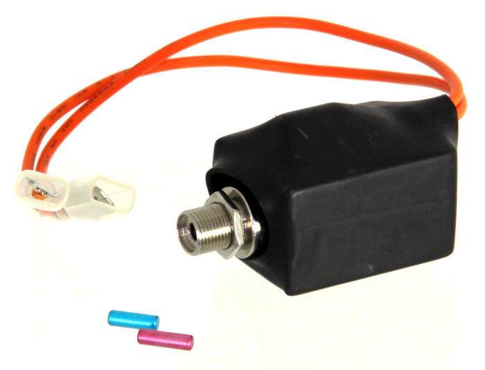 Fireplace valve sensor module with orange wires and threaded metal connector
