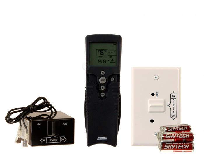 Fireplace remote control with LCD screen, plus wall switch and power adapter