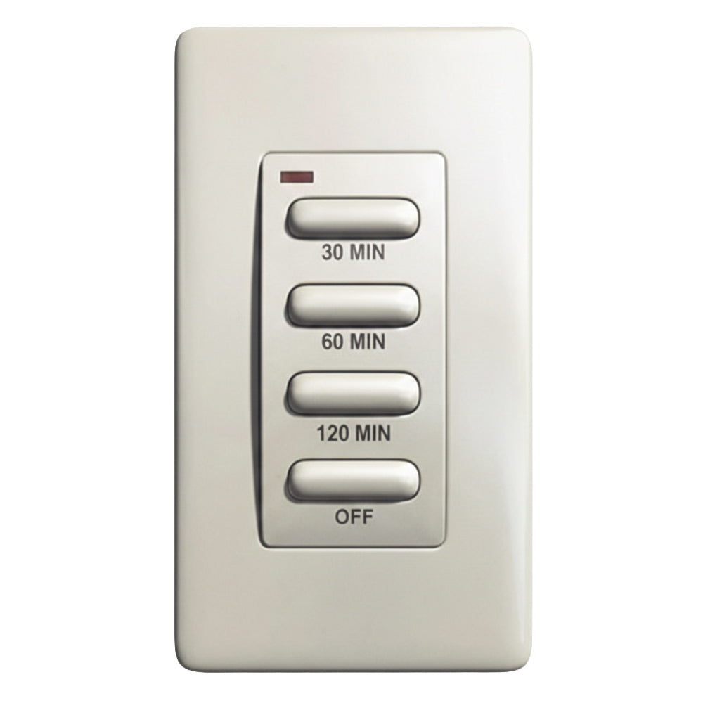 Wired wall timer with 30/60/120 min and OFF buttons, light gray