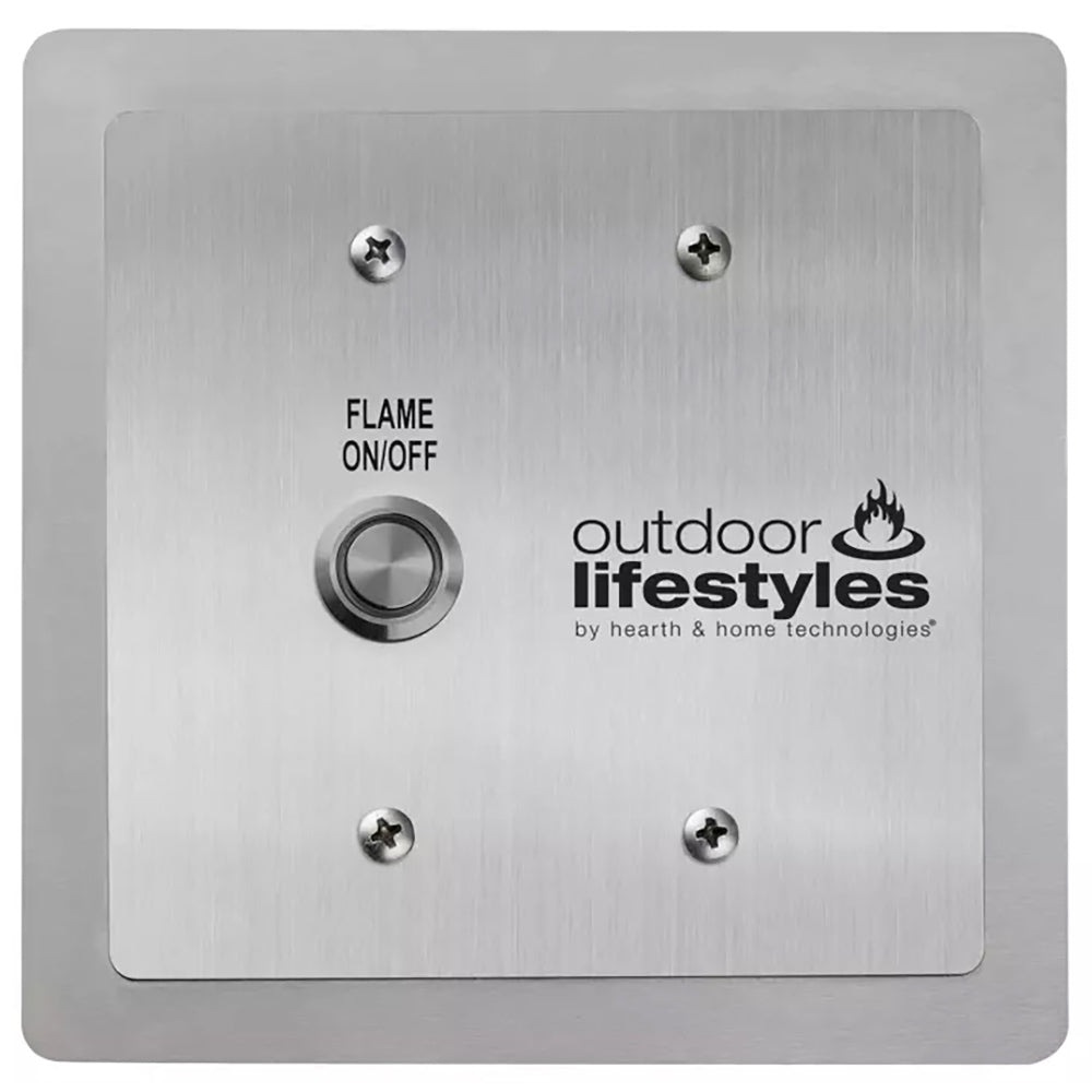 Outdoor Lifestyles wired wall timer faceplate with flame on/off knob and four screws