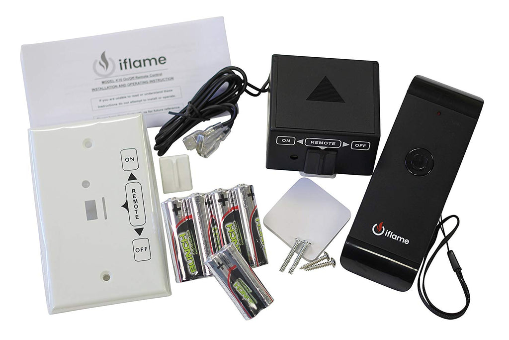 Fireplace remote control kit with ON/OFF receiver and instruction cards
